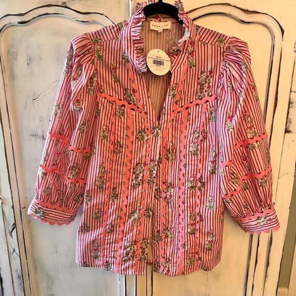 MADDISON 3/4 SLEEVE BUTTON DOWN BLOUSE - Picture 8 of 9